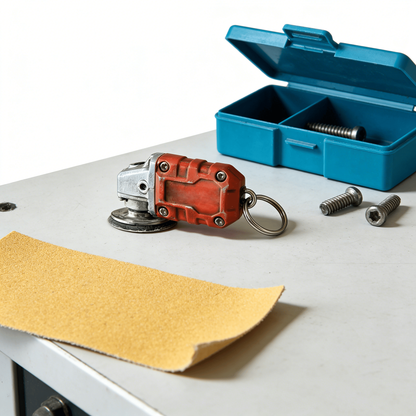 🛠️2-in-1  Mini Grinder Keychain: On-the-Go Smoothing Tool + Tool Enthusiast Collectible