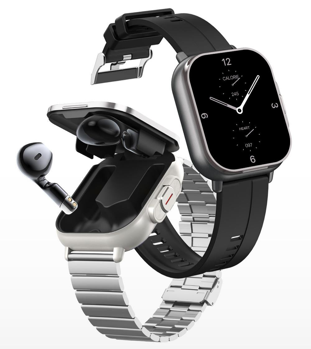 ⌚Smartwatch and Bluetooth headset 2-in-1, full-screen touch, Bluetooth calling, sports watch with heart rate and blood pressure monitoring.